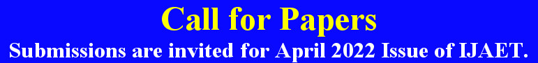 Call for Papers
Submissions are invited for April 2022 Issue of IJAET.